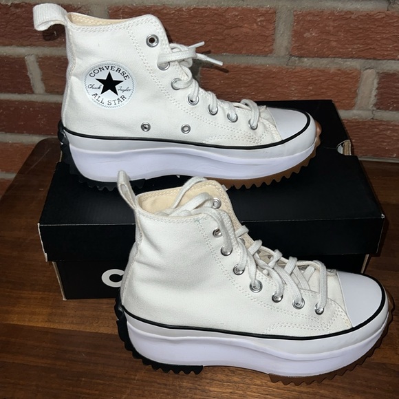 White/Black/Gum - Converse Unisex Run Star Hike Canvas High Top Platform Sneaker - Picture 2 of 11